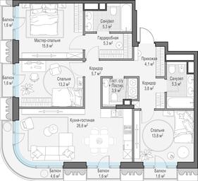 2-BD Apartment Sale, 105.5 sq. m. at Tishinskiy bulvar, Gruzinsky Val Street, 10, Moscow, Russia #4