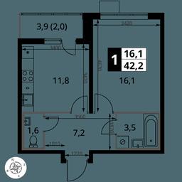 1-BD Apartment Sale, 42.2 sq. m. at Pervy Yuzhny, zhiloy kompleks Pervy Yuzhny, Leninskiy City District, Moscow Region, Russia #2 1-BD Apartment Sale, 42.2 sq. m. at Pervy Yuzhny, zhiloy kompleks Pervy Yuzhny, Leninskiy City District, Moscow Region, Russia #2