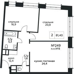 2-BD Apartment Sale, 81.4 sq. m. at Stremyannyj 2, Stremyanniy Lane, 2, Moscow, Russia #4