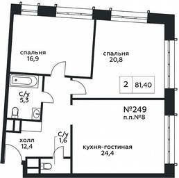 2-BD Apartment Sale, 81.4 sq. m. at Stremyannyj 2, Stremyanniy Lane, 2, Moscow, Russia #2