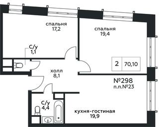 2-BD Apartment Sale, 70.1 sq. m. at Stremyannyj 2, Stremyanniy Lane, 2, Moscow, Russia #4