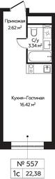 Apartment Sale, 22.38平方米 at Perets, Pyatnitskoye Highway, 58, Moscow, Russia #4