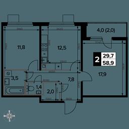 2-BD Apartment Sale, 59.2 sq. m. at Pervyi Leningradskiy, Pervy Leningradskiy Residential Complex, Moscow, Russia #2 2-BD Apartment Sale, 59.2 sq. m. at Pervyi Leningradskiy, Pervy Leningradskiy Residential Complex, Moscow, Russia #2