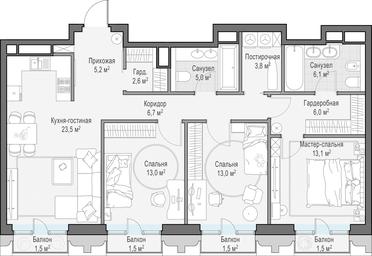 2-BD Apartment Sale, 101.8 sq. m. at Tishinskiy bulvar, Gruzinsky Val Street, 10, Moscow, Russia #2 2-BD Apartment Sale, 101.8 sq. m. at Tishinskiy bulvar, Gruzinsky Val Street, 10, Moscow, Russia #2