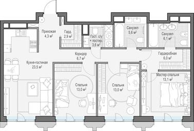 2-BD Apartment Sale, 100.2平方米 at Tishinskiy bulvar, Gruzinsky Val Street, 10, Moscow, Russia #3