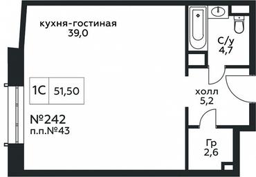 Apartment Sale, 51.5平方米 at Stremyannyj 2, Stremyanniy Lane, 2, Moscow, Russia #2