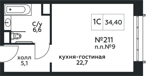 Apartment Sale, 34.4 sq. m. at Stremyannyj 2, Stremyanniy Lane, 2, Moscow, Russia #2