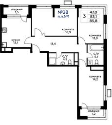 2-BD Apartment Sale, 86.7 sq. m. at Veresk, 3rd Khoroshyovskaya Street, вл19с3к1, Moscow, Russia #3 2-BD Apartment Sale, 86.7 sq. m. at Veresk, 3rd Khoroshyovskaya Street, вл19с3к1, Moscow, Russia #3
