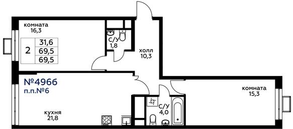 Продажа 1-комн. квартиры, 70,2 м² в ЖК «Вереск», 3-я Хорошёвская улица, вл19с3к1, Москва, Россия #4