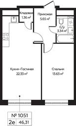 2-BD Apartment Sale, 46.31 sq. m. at Perets, Pyatnitskoye Highway, 58, Moscow, Russia #2 2-BD Apartment Sale, 46.31 sq. m. at Perets, Pyatnitskoye Highway, 58, Moscow, Russia #2