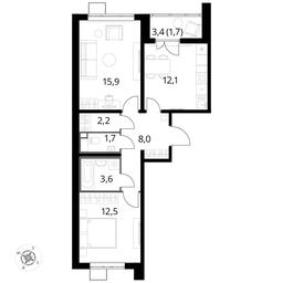 2-BD Apartment Sale, 57.5平方米 at Pervyi Lermontovskiy, zhiloy kompleks 1-y Lermontovskiy, Lyubertsy, Moscow Region, Russia #3