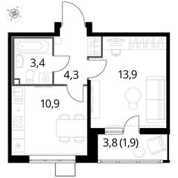 1-BD Apartment Sale, 34.2平方米 at Pervyi Lermontovskiy, zhiloy kompleks 1-y Lermontovskiy, Lyubertsy, Moscow Region, Russia #3 1-BD Apartment Sale, 34.2平方米 at Pervyi Lermontovskiy, zhiloy kompleks 1-y Lermontovskiy, Lyubertsy, Moscow Region, Russia #3