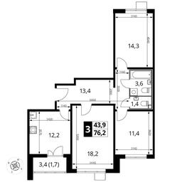 3-BD Apartment Sale, 76.2平方米 at Pervyi Lermontovskiy, zhiloy kompleks 1-y Lermontovskiy, Lyubertsy, Moscow Region, Russia #2 3-BD Apartment Sale, 76.2平方米 at Pervyi Lermontovskiy, zhiloy kompleks 1-y Lermontovskiy, Lyubertsy, Moscow Region, Russia #2