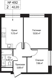 2-BD Apartment Sale, 42.2平方米 at Perets, Pyatnitskoye Highway, 58, Moscow, Russia #4