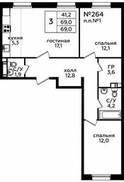 2-BD Apartment Sale, 69 sq. m. at Eko Bunino, prospekt Kuprina, 34к1, Sosenskoye Settlement, Moscow, Russia #3
