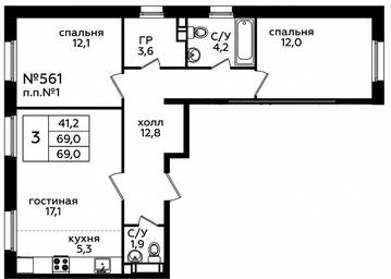 2-BD Apartment Sale, 68.5平方米 at Eko Bunino, prospekt Kuprina, 34к1, Sosenskoye Settlement, Moscow, Russia #2 2-BD Apartment Sale, 68.5平方米 at Eko Bunino, prospekt Kuprina, 34к1, Sosenskoye Settlement, Moscow, Russia #2