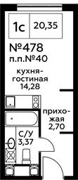 Apartment Sale, 20.45 sq. m. at Perets, Pyatnitskoye Highway, 58, Moscow, Russia #2