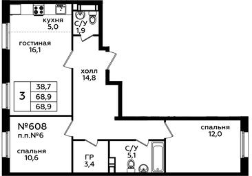 2-BD Apartment Sale, 68.6平方米 at Eko Bunino, prospekt Kuprina, 34к1, Sosenskoye Settlement, Moscow, Russia #3 2-BD Apartment Sale, 68.6平方米 at Eko Bunino, prospekt Kuprina, 34к1, Sosenskoye Settlement, Moscow, Russia #3
