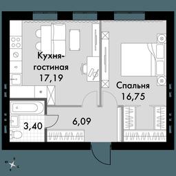 1-BD Apartment Sale, 43.4平方米 at Park Aprel, ulitsa Park Aprel, 1, Aprelevka, Naro-Fominskiy City District, Moscow Region, Russia #3