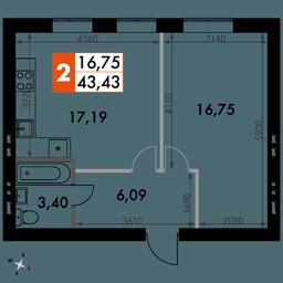 1-BD Apartment Sale, 43.4平方米 at Park Aprel, ulitsa Park Aprel, 1, Aprelevka, Naro-Fominskiy City District, Moscow Region, Russia #4