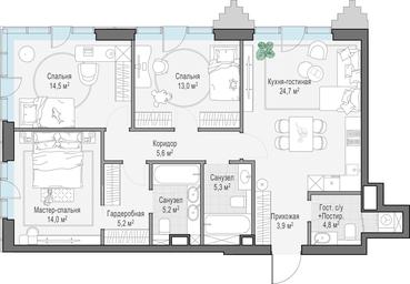 2-BD Apartment Sale, 96.2 sq. m. at Tishinskiy bulvar, Gruzinsky Val Street, 10, Moscow, Russia #2 2-BD Apartment Sale, 96.2 sq. m. at Tishinskiy bulvar, Gruzinsky Val Street, 10, Moscow, Russia #2