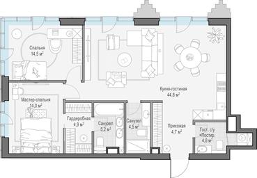 2-BD Apartment Sale, 96.2 sq. m. at Tishinskiy bulvar, Gruzinsky Val Street, 10, Moscow, Russia #3 2-BD Apartment Sale, 96.2 sq. m. at Tishinskiy bulvar, Gruzinsky Val Street, 10, Moscow, Russia #3