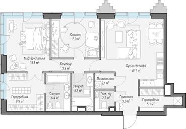 2-BD Apartment Sale, 96.2 sq. m. at Tishinskiy bulvar, Gruzinsky Val Street, 10, Moscow, Russia #4
