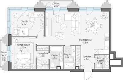 2-BD Apartment Sale, 96.7 sq. m. at Tishinskiy bulvar, Gruzinsky Val Street, 10, Moscow, Russia #4