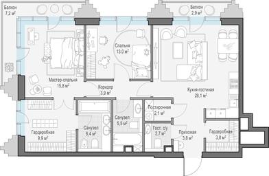 2-BD Apartment Sale, 98.1 sq. m. at Tishinskiy bulvar, Gruzinsky Val Street, 10, Moscow, Russia #3