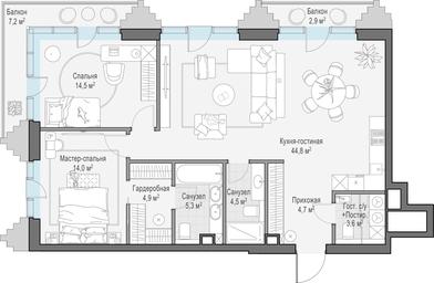 2-BD Apartment Sale, 98.1 sq. m. at Tishinskiy bulvar, Gruzinsky Val Street, 10, Moscow, Russia #4