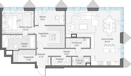 3-BD Apartment Sale, 115.6 sq. m. at Tishinskiy bulvar, Gruzinsky Val Street, 10, Moscow, Russia #3