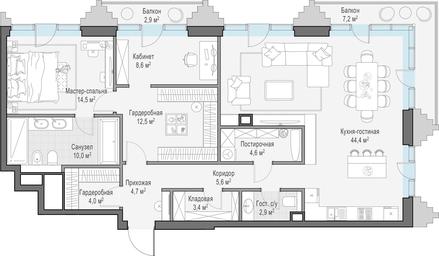 3-BD Apartment Sale, 117.9 sq. m. at Tishinskiy bulvar, Gruzinsky Val Street, 10, Moscow, Russia #3 3-BD Apartment Sale, 117.9 sq. m. at Tishinskiy bulvar, Gruzinsky Val Street, 10, Moscow, Russia #3