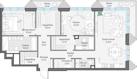 3-BD Apartment Sale, 117.9 sq. m. at Tishinskiy bulvar, Gruzinsky Val Street, 10, Moscow, Russia #2 3-BD Apartment Sale, 117.9 sq. m. at Tishinskiy bulvar, Gruzinsky Val Street, 10, Moscow, Russia #2