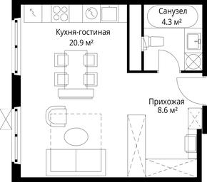 Apartment Sale, 33.8 sq. m. at Eko Vidnoe 2.0, kvartal Tsentralny, 1, Kupelinka Subdistrict, derevnya Sapronovo, Leninskiy City District, Moscow Region, Russia #3 Apartment Sale, 33.8 sq. m. at Eko Vidnoe 2.0, kvartal Tsentralny, 1, Kupelinka Subdistrict, derevnya Sapronovo, Leninskiy City District, Moscow Region, Russia #3