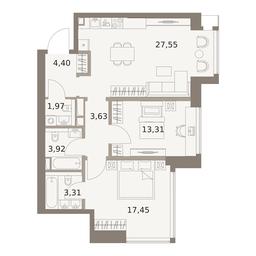 2-BD Apartment Sale, 75.54平方米 at The Five, 5th Donskoy Drive, вл21к6, Moscow, Russia #4