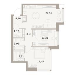 2-BD Apartment Sale, 75.54平方米 at The Five, 5th Donskoy Drive, вл21к6, Moscow, Russia #3