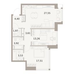 2-BD Apartment Sale, 75.75平方米 at The Five, 5th Donskoy Drive, вл21к6, Moscow, Russia #3 2-BD Apartment Sale, 75.75平方米 at The Five, 5th Donskoy Drive, вл21к6, Moscow, Russia #3