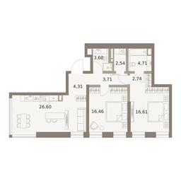 2-BD Apartment Sale, 81.28平方米 at The Five, 5th Donskoy Drive, вл21к6, Moscow, Russia #4