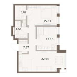 2-BD Apartment Sale, 65.26平方米 at The Five, 5th Donskoy Drive, вл21к6, Moscow, Russia #2