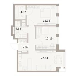 2-BD Apartment Sale, 65.26平方米 at The Five, 5th Donskoy Drive, вл21к6, Moscow, Russia #3