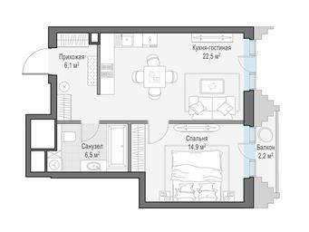 1-BD Apartment Sale, 50.9 sq. m. at Tishinskiy bulvar, Gruzinsky Val Street, 10, Moscow, Russia #3
