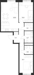 2-BD Apartment Sale, 70.1平方米 at Газопровод, Sosenskoye Settlement, Moscow, Russia #4