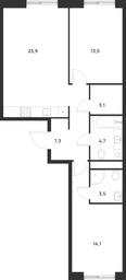2-BD Apartment Sale, 70.1平方米 at Газопровод, Sosenskoye Settlement, Moscow, Russia #3