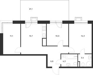 2-BD Apartment Sale, 71.9 sq. m. at Газопровод, Sosenskoye Settlement, Moscow, Russia #3 2-BD Apartment Sale, 71.9 sq. m. at Газопровод, Sosenskoye Settlement, Moscow, Russia #3
