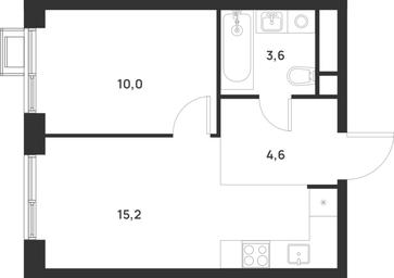 1-BD Apartment Sale, 33.4 sq. m. at Газопровод, Sosenskoye Settlement, Moscow, Russia #3 1-BD Apartment Sale, 33.4 sq. m. at Газопровод, Sosenskoye Settlement, Moscow, Russia #3