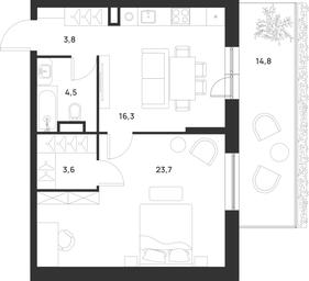 1-BD Apartment Sale, 56.3 sq. m. at Газопровод, Sosenskoye Settlement, Moscow, Russia #4