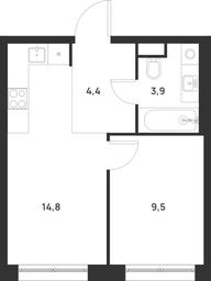 1-BD Apartment Sale, 32.6 sq. m. at Газопровод, Sosenskoye Settlement, Moscow, Russia #3
