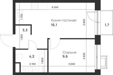 1-BD Apartment Sale, 33.7 sq. m. at Газопровод, Sosenskoye Settlement, Moscow, Russia #4