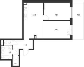1-BD Apartment Sale, 67.3 sq. m. at Газопровод, Sosenskoye Settlement, Moscow, Russia #3 1-BD Apartment Sale, 67.3 sq. m. at Газопровод, Sosenskoye Settlement, Moscow, Russia #3