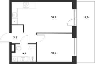 1-BD Apartment Sale, 40.7 sq. m. at Газопровод, Sosenskoye Settlement, Moscow, Russia #3